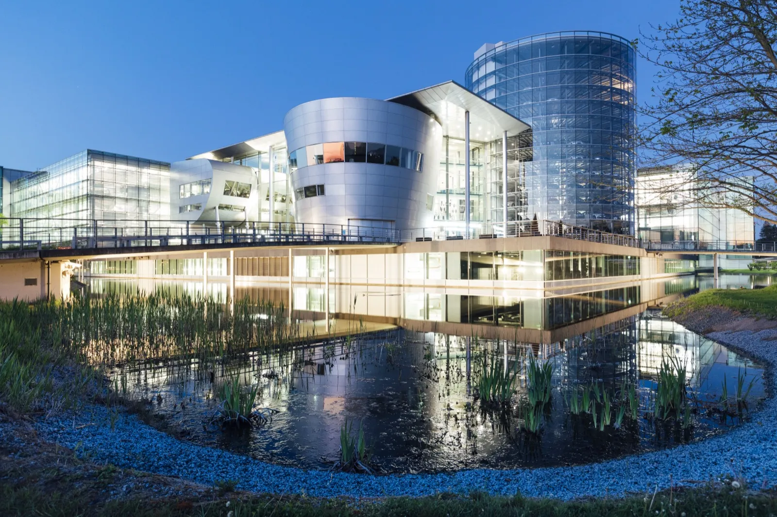 The Transparent Factory at night